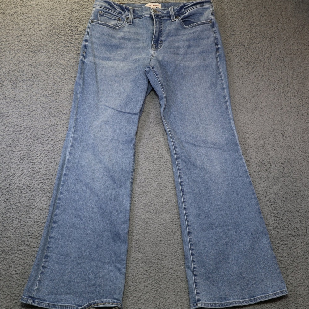 Lucky‎ Brand Womens Blue Flare Jeans Size 14/32 R Medium Wash Denim Mid Rise
